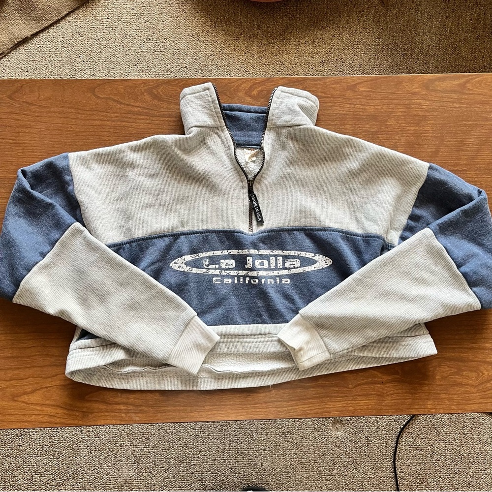 Vintage quarter zip, cropped sweatshirt La Jolla California size large